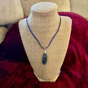 Small Blue gray fire dragon's vein agate teardrop necklace